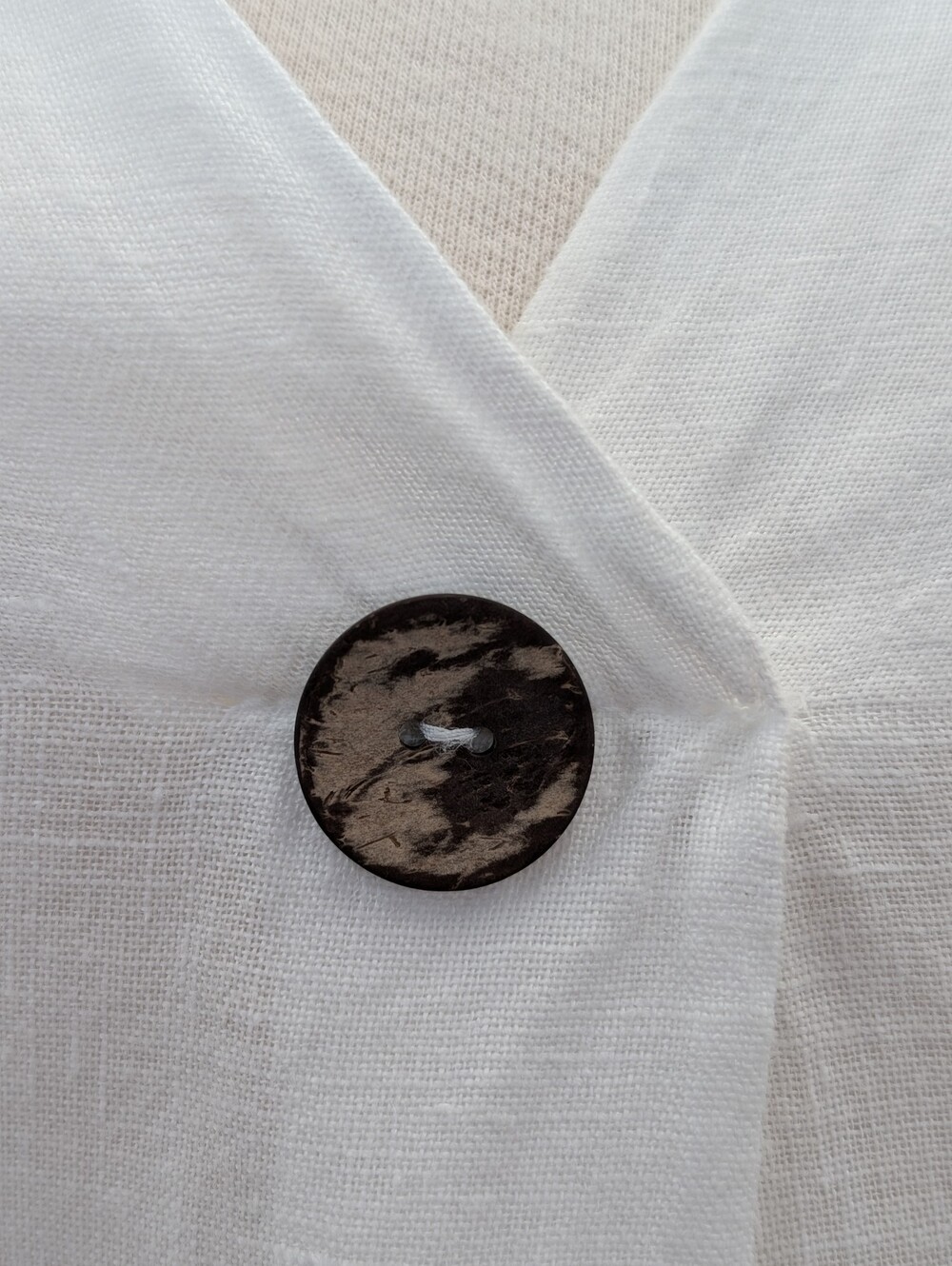 Tempo Paris Size M White 100% Italian Linen One Button Kimono Tunic Blouse Top - Picture 4 of 14